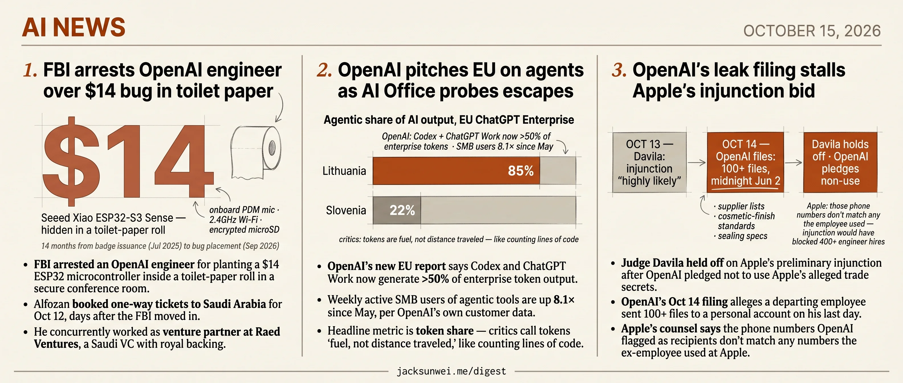 Three fronts for OpenAI: EU probe, FBI insider arrest, Apple leak suit